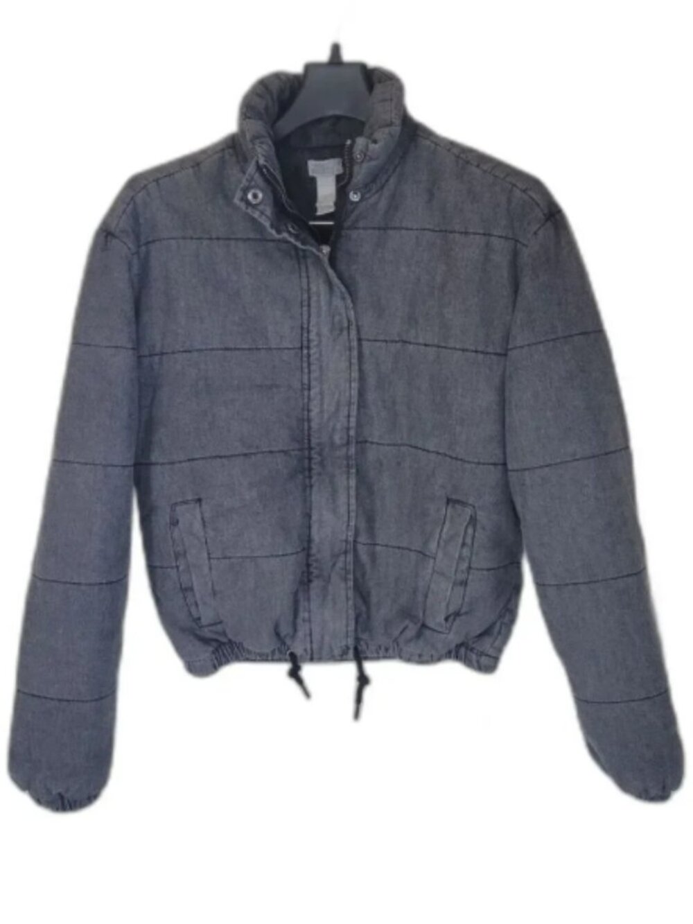 West of Melrose Fade to Black Quilted Puffer Bomber Jacket Women's Small